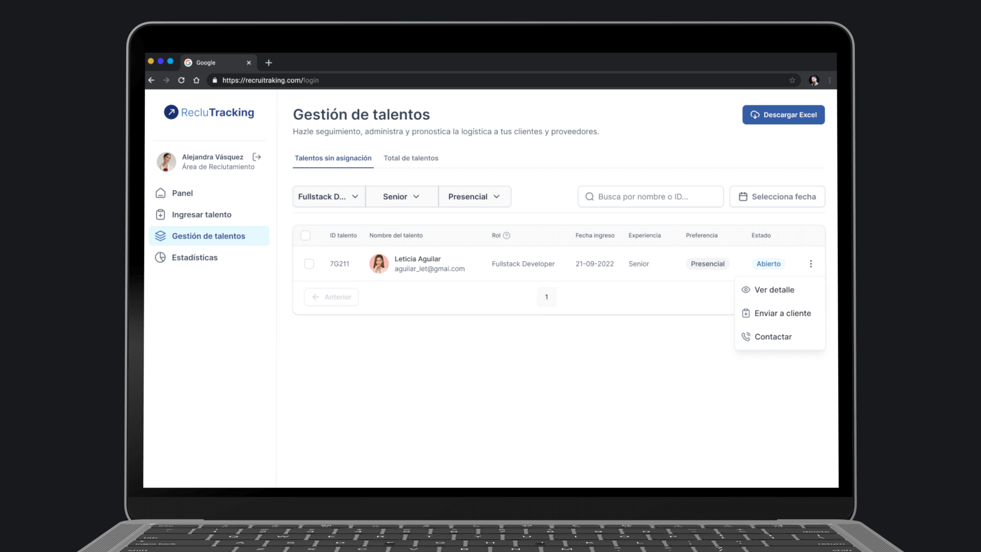 Panel de gestión de talento